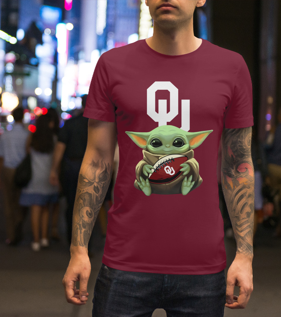 OU Sooners Baby Yoda Football T-Shirt