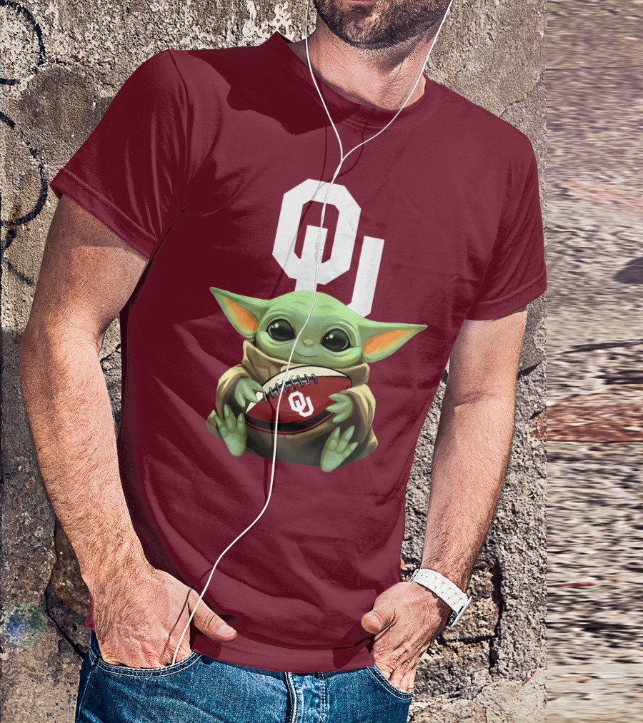 OU Sooners Baby Yoda Football T-Shirt