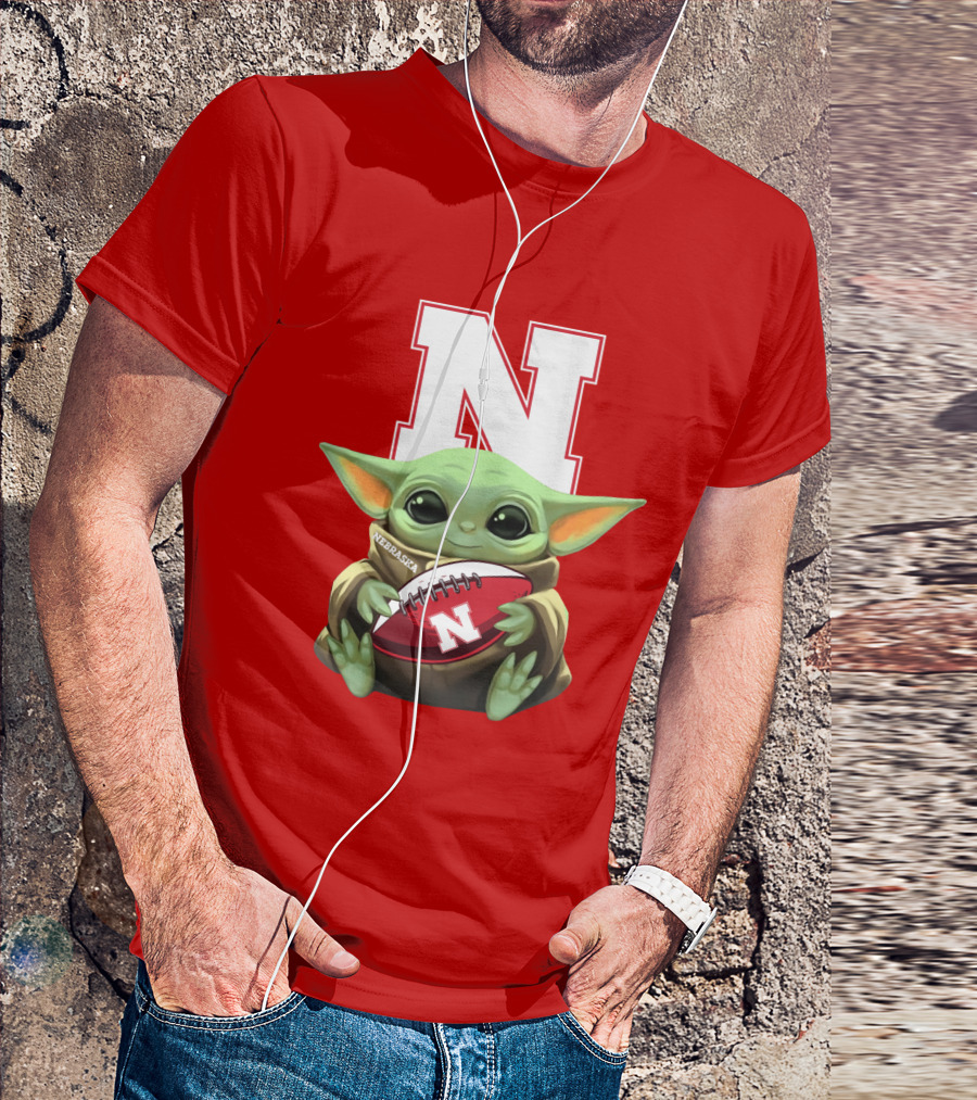 Baby Yoda Nebraska Cornhuskers Football Fan Icon With N T-Shirt