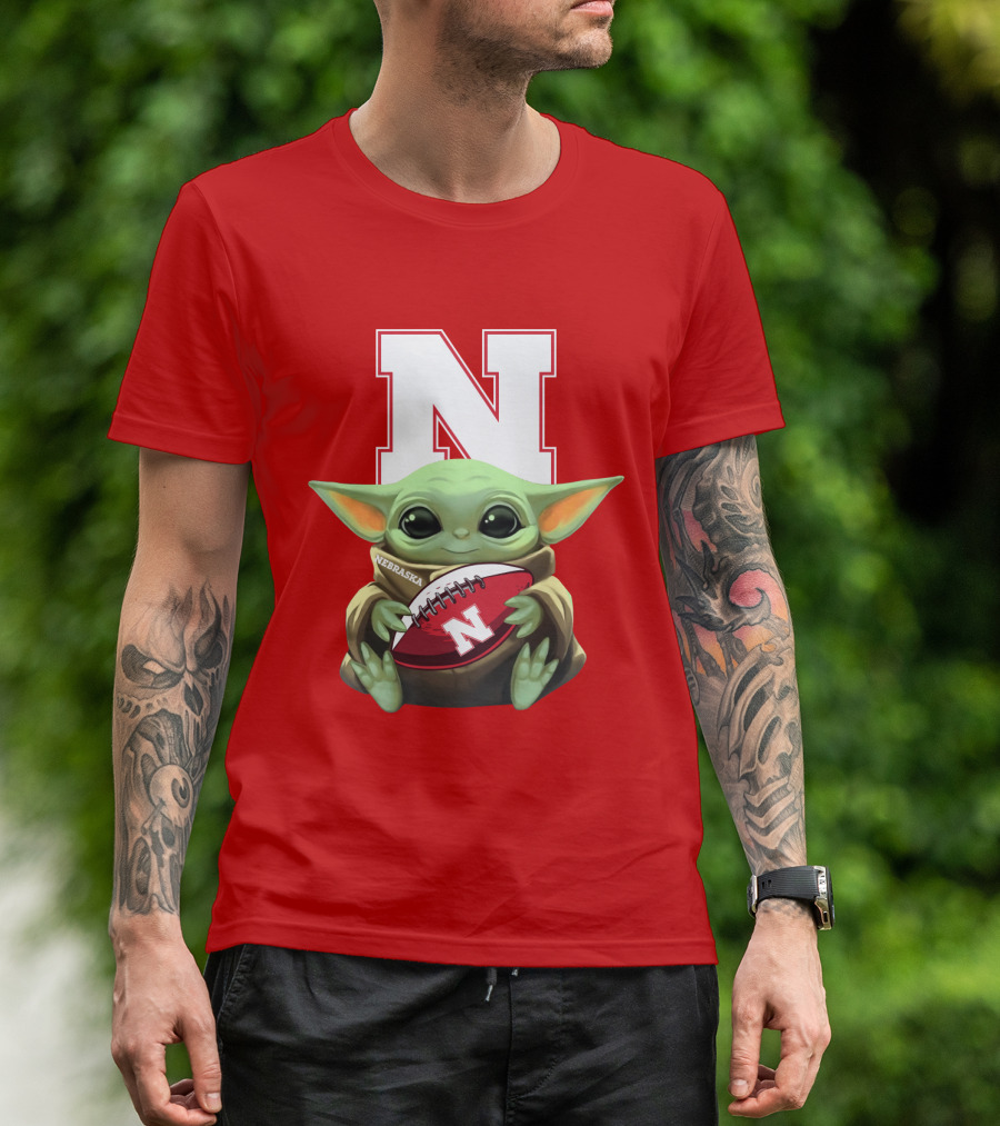Baby Yoda Nebraska Cornhuskers Football Fan Icon With N T-Shirt