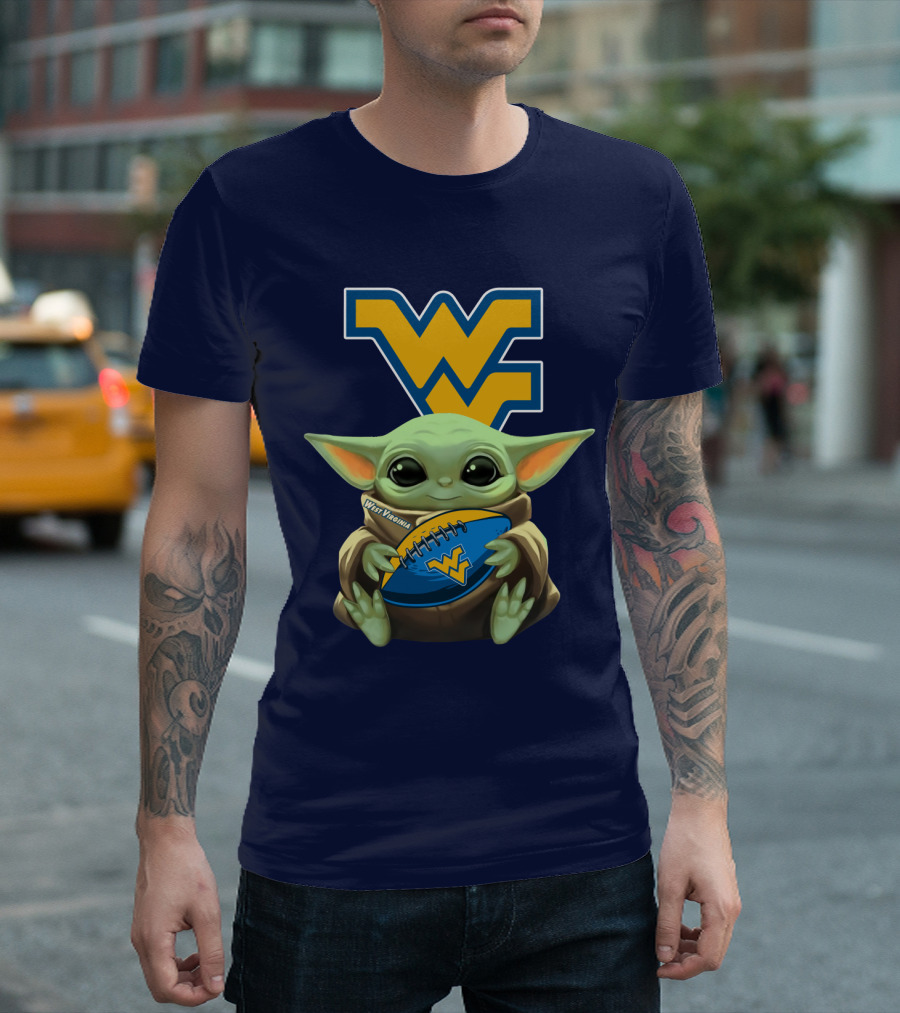 West Virginia Baby Yoda Football Mountaineers T-Shirt