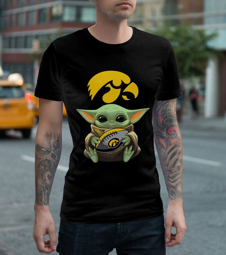 Iowa Hawkeyes Baby Yoda Football Fan T-Shirt