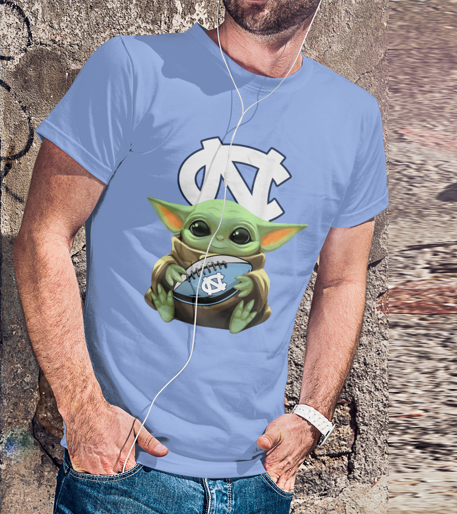 Baby Yoda UNC Tar Heels Football T-Shirt