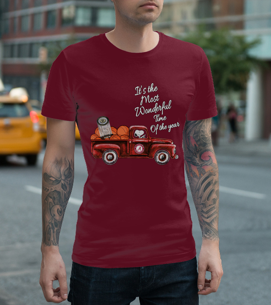 It's The Most Wonderful Time Of The Year Alabama Crimson Tide Basketball Snoopy RTJ Memorial Stadium Red Truck T-Shirt
