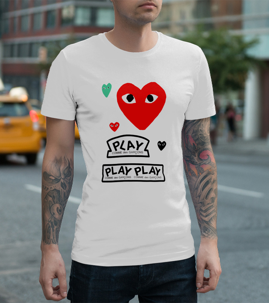 PLAY Comme Des Garçons Heart Faces T-Shirt