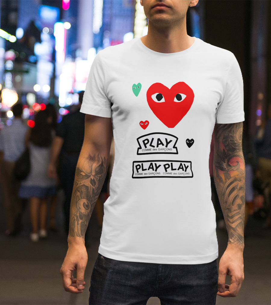 PLAY Comme Des Garçons Heart Faces T-Shirt