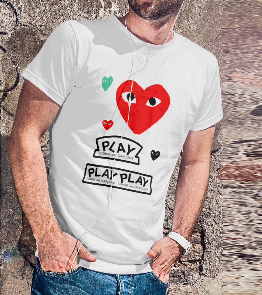 PLAY Comme Des Garçons Heart Faces T-Shirt