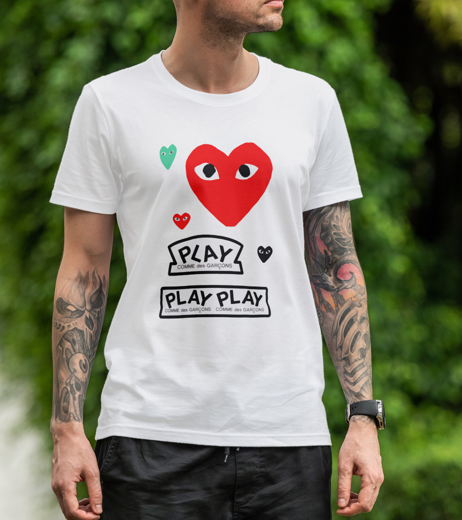 PLAY Comme Des Garçons Heart Faces T-Shirt