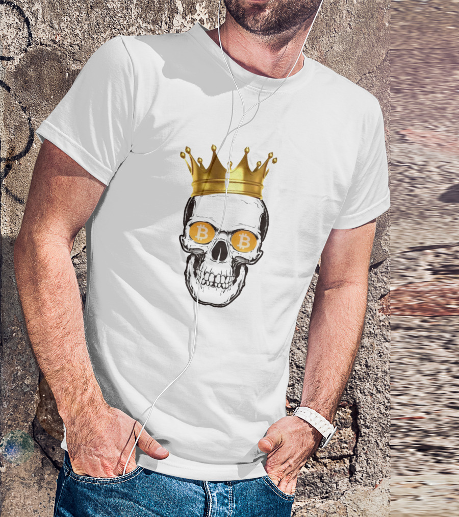 The King Of Bitcoin Skull With Crown And Bitcoin Eyes T-Shirt