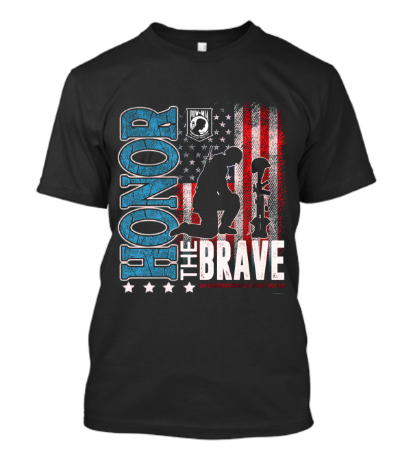 Honor The Brave POW-MIA American Flag Soldier Kneeling Memorial T-Shirt