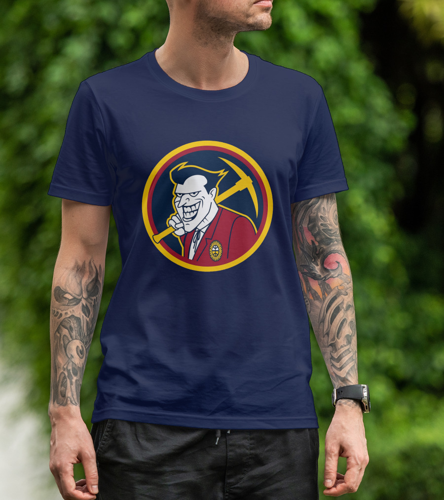Denver Jokers NBA Parody Logo Icon With Villain Character And Pickaxe T-Shirt