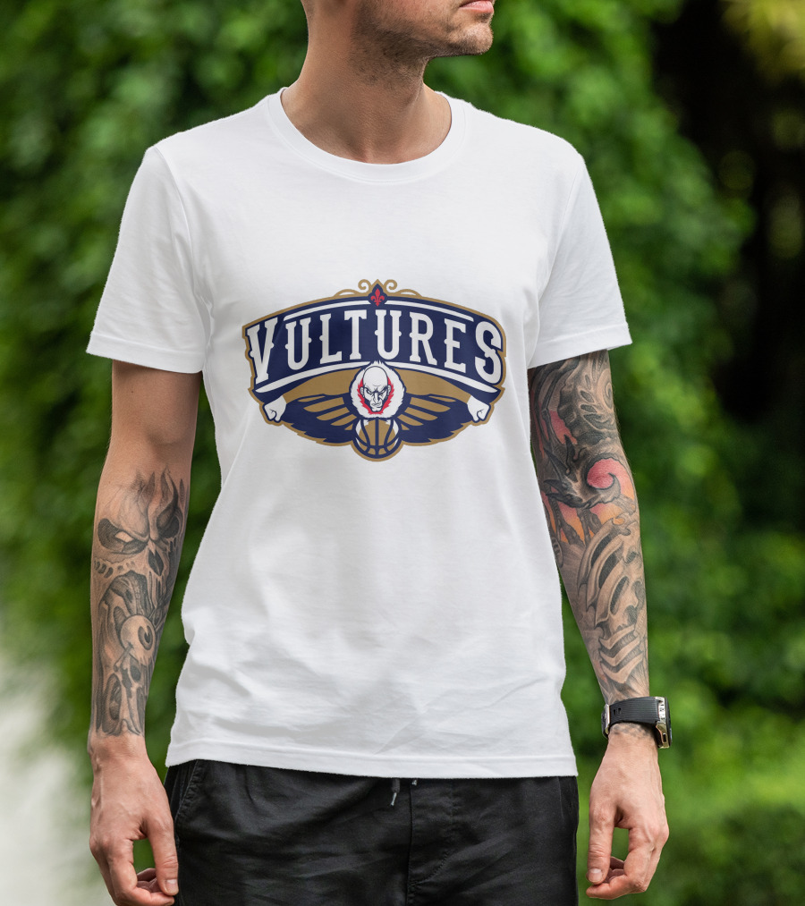 New Orleans Vultures Basketball Logo With Skull And Wings T-Shirt
