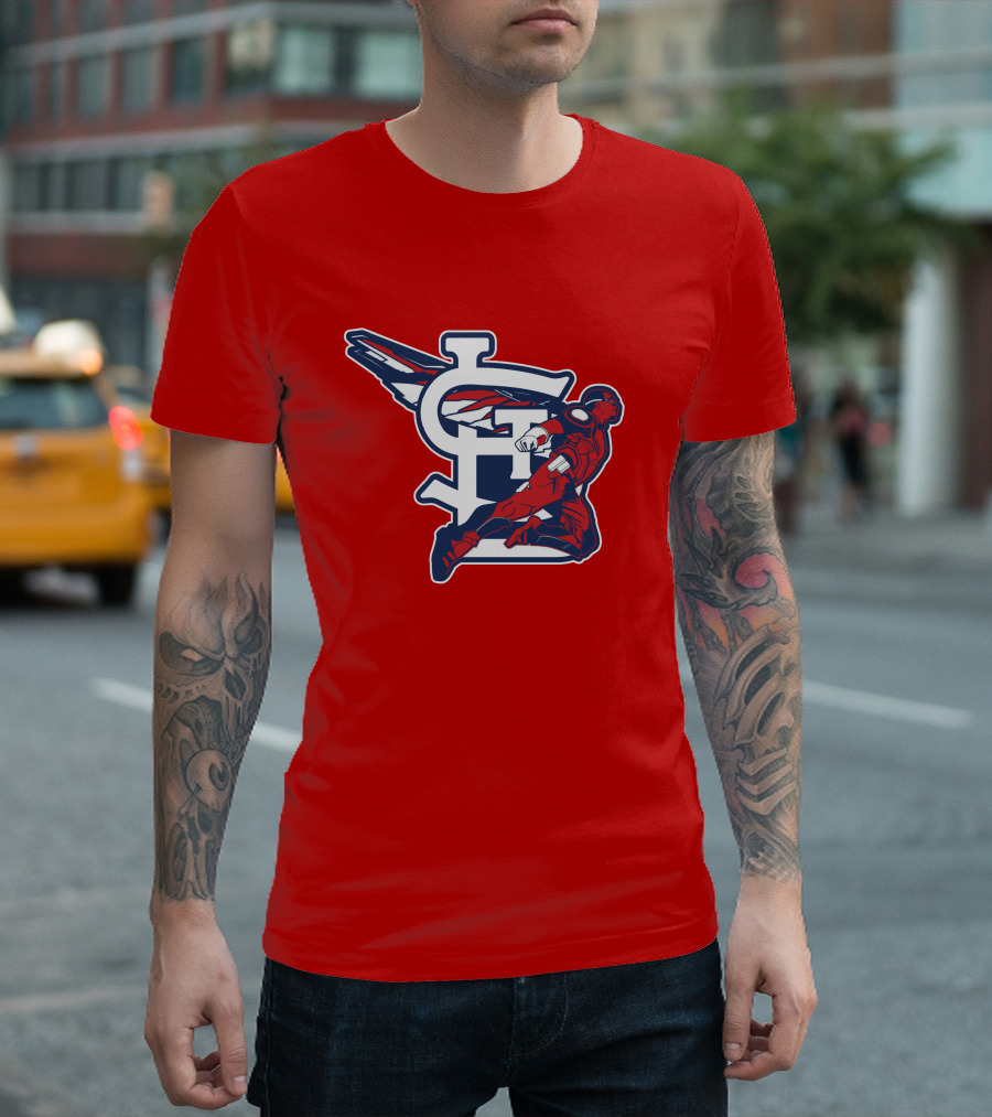 St. Louis Falcons MLB Logo with Winged Superhero T-Shirt