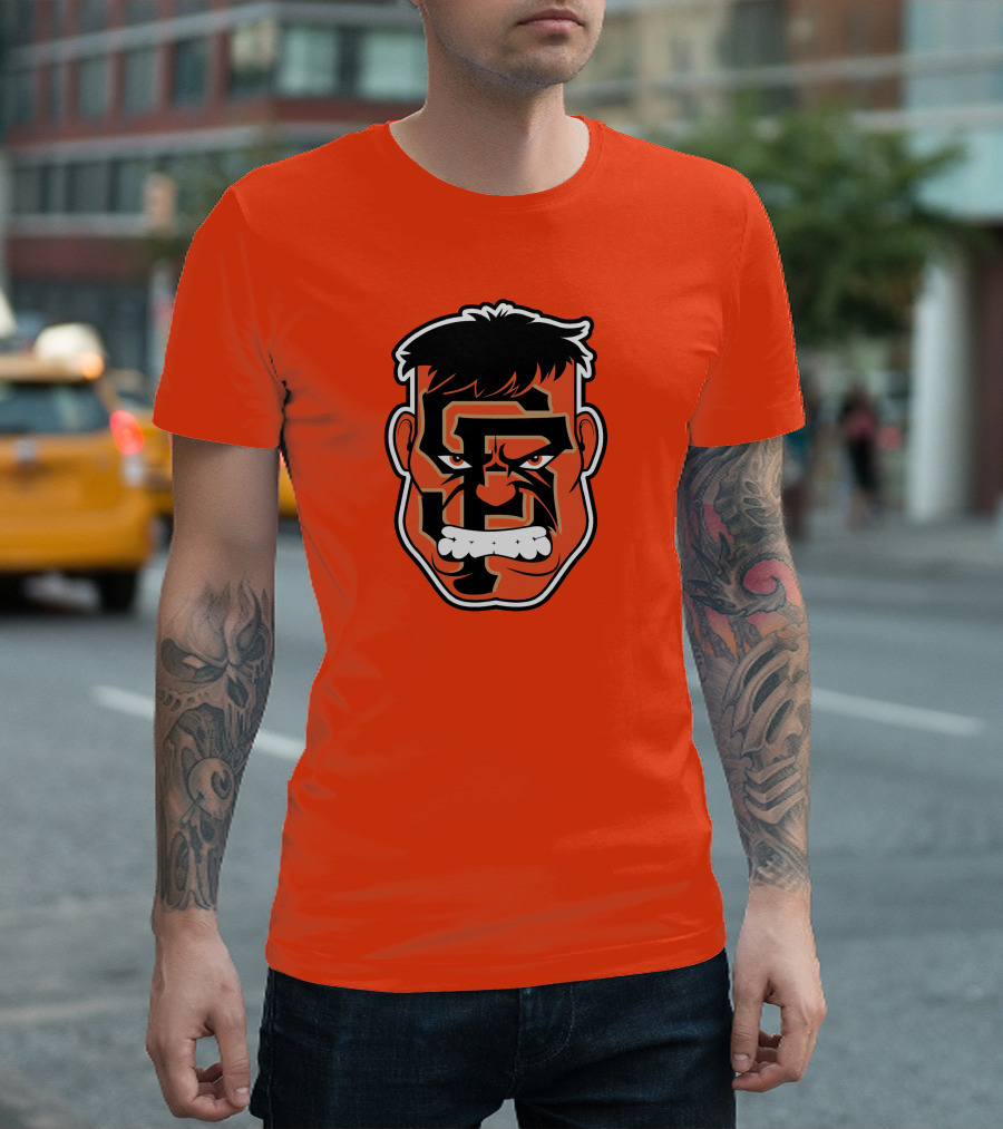 SF Giants Hulk Rage Face Orange T-Shirt