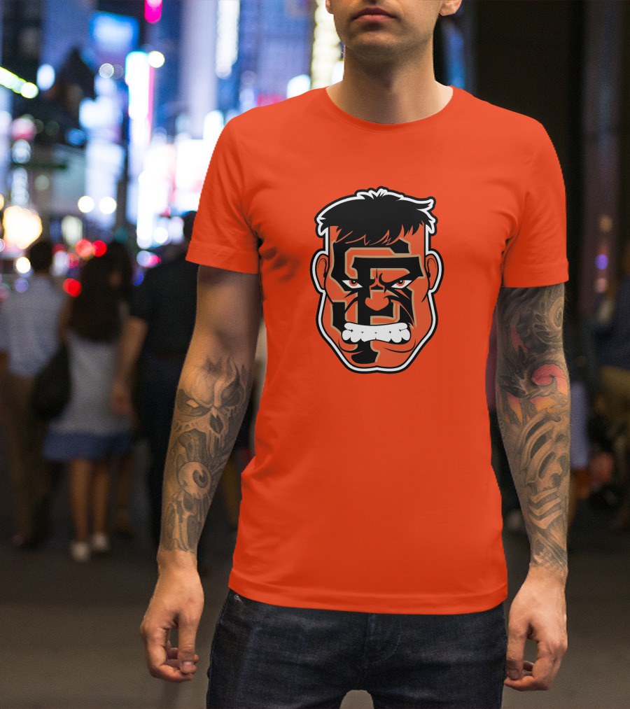 SF Giants Hulk Rage Face Orange T-Shirt