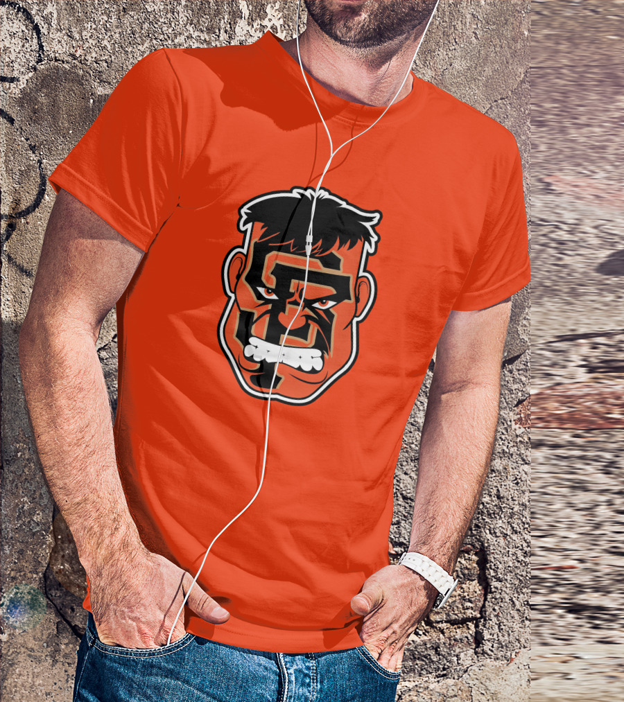 SF Giants Hulk Rage Face Orange T-Shirt