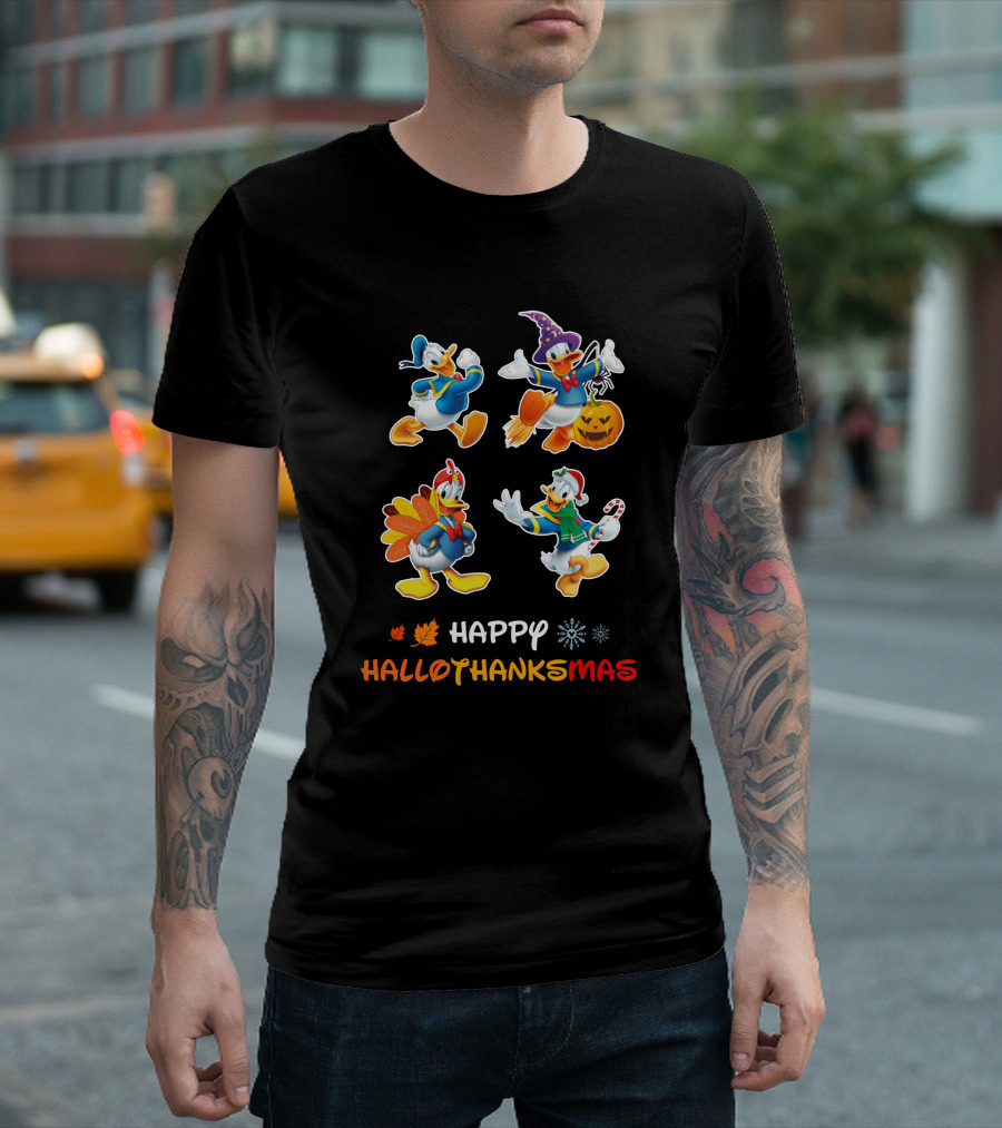 Happy HalloThanksMas Donald Duck Seasonal Characters T-Shirt
