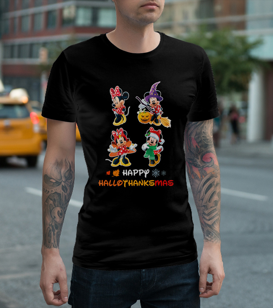 HAPPY HALLO THANKS MAS MINNIE MOUSE SEASONS MASHUP T-Shirt