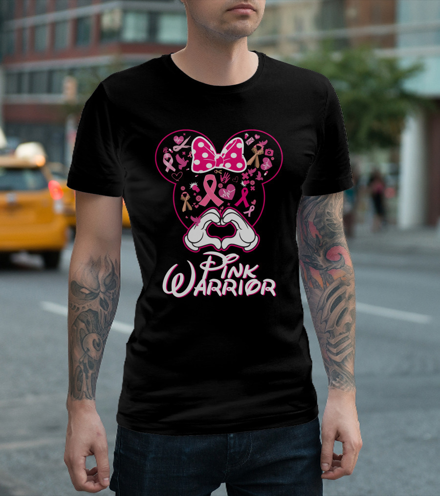 Pink Warrior Minnie Mouse Breast Cancer Awareness T-Shirt