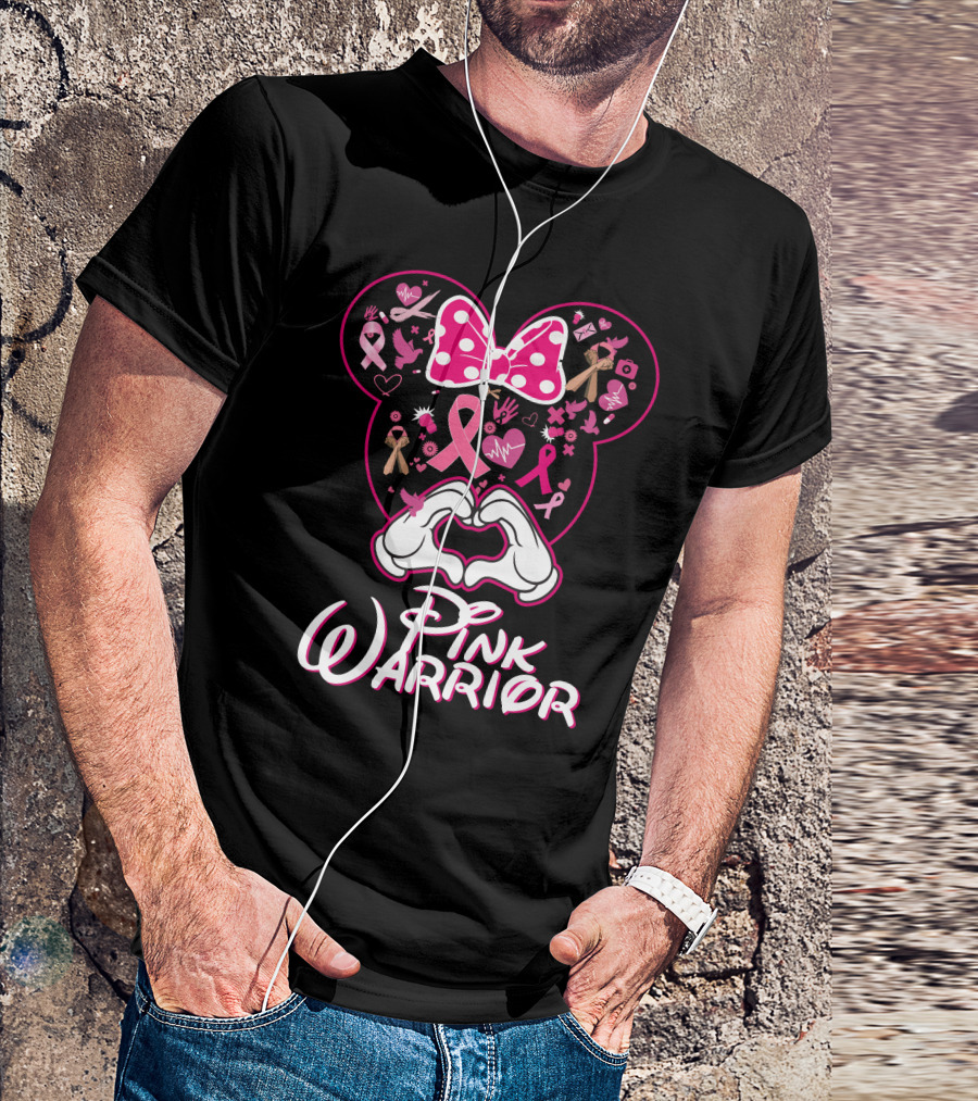 Pink Warrior Minnie Mouse Breast Cancer Awareness T-Shirt