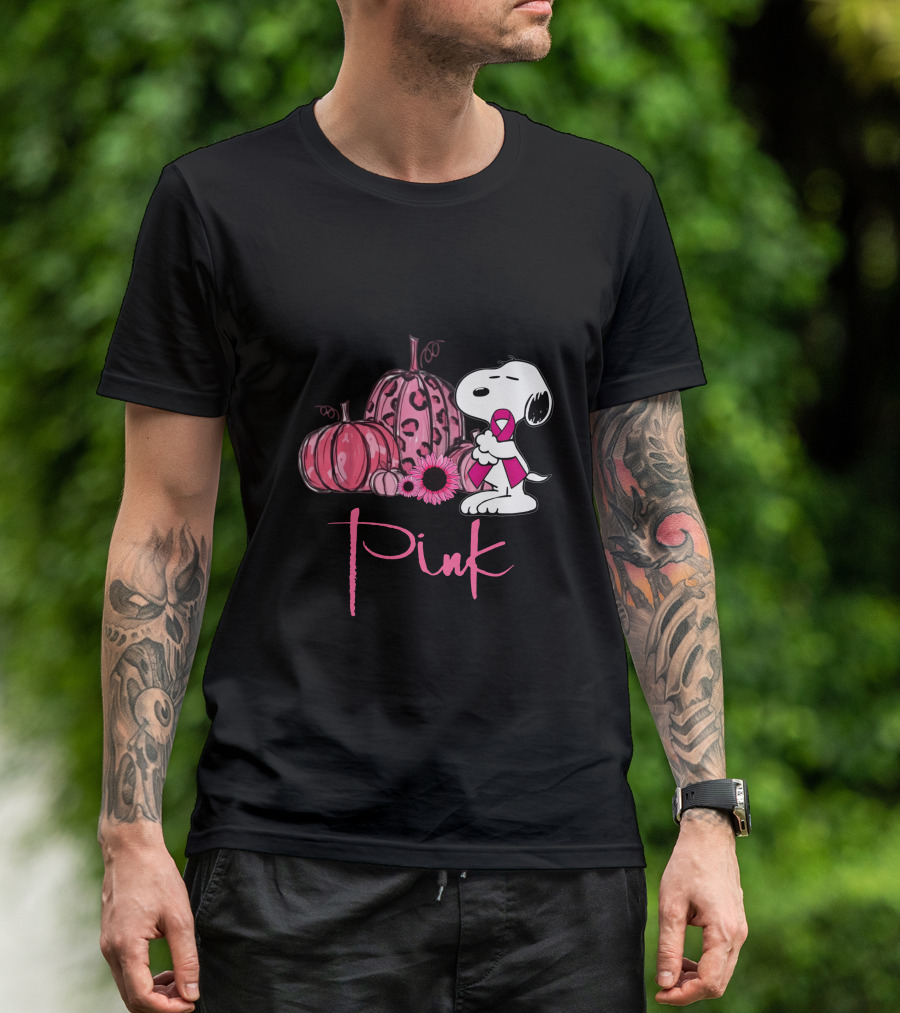 In October We Wear Pink Snoopy With Pink Pumpkins T-Shirt