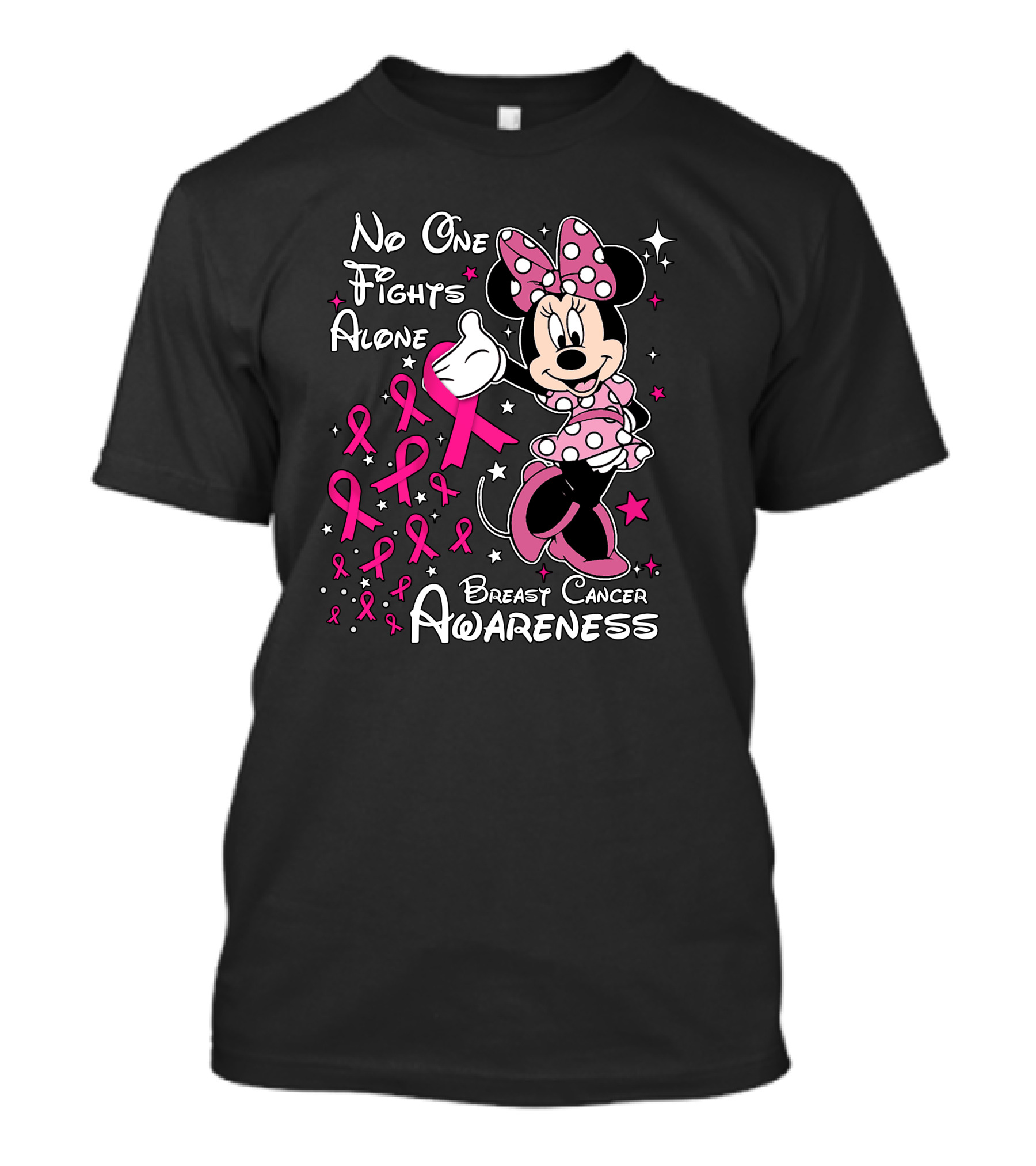 Minnie Mouse Breast Cancer Awareness No One Fights Alone T-Shirt