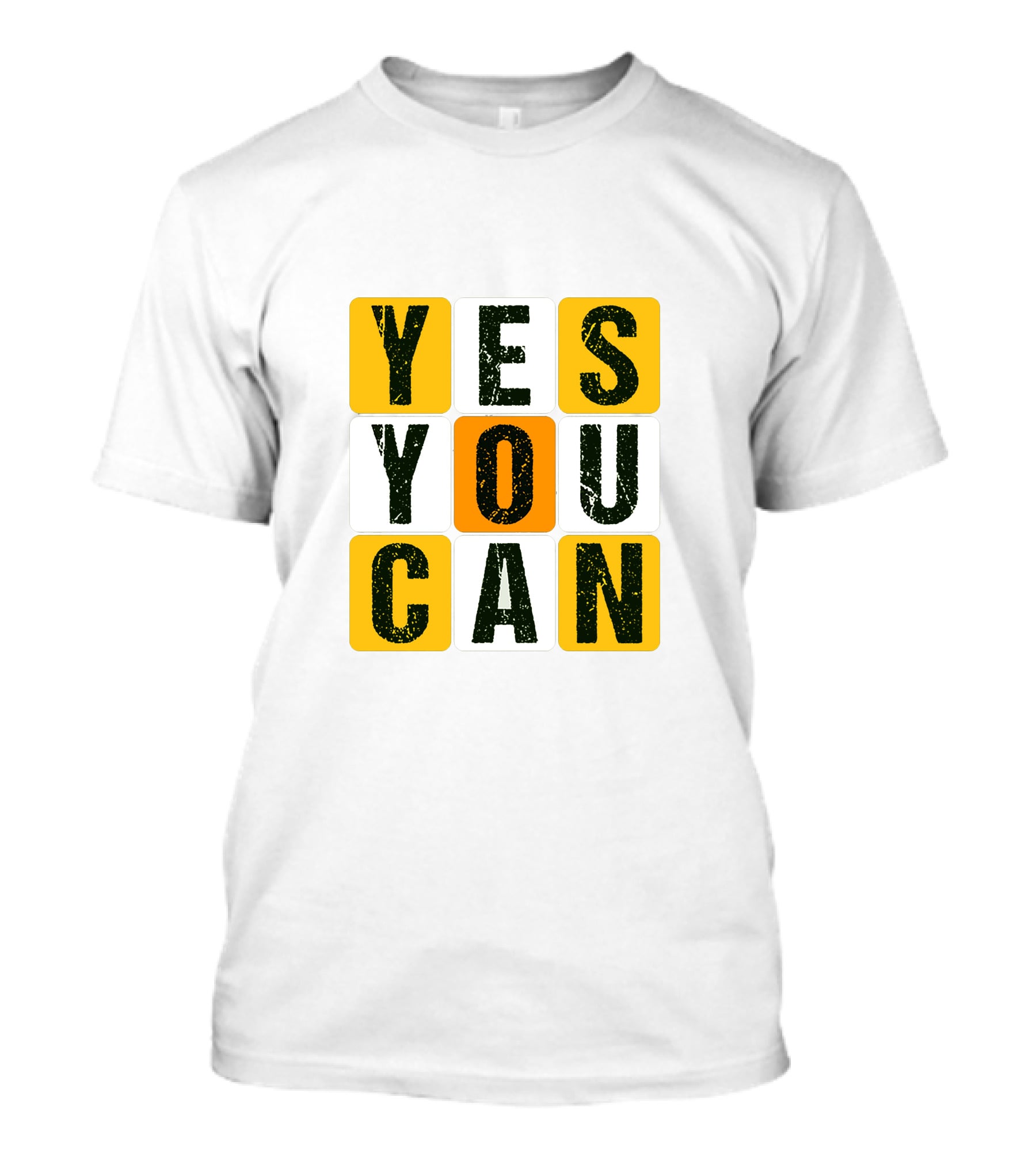YES YOU CAN Motivation Yellow Orange Black T-Shirt