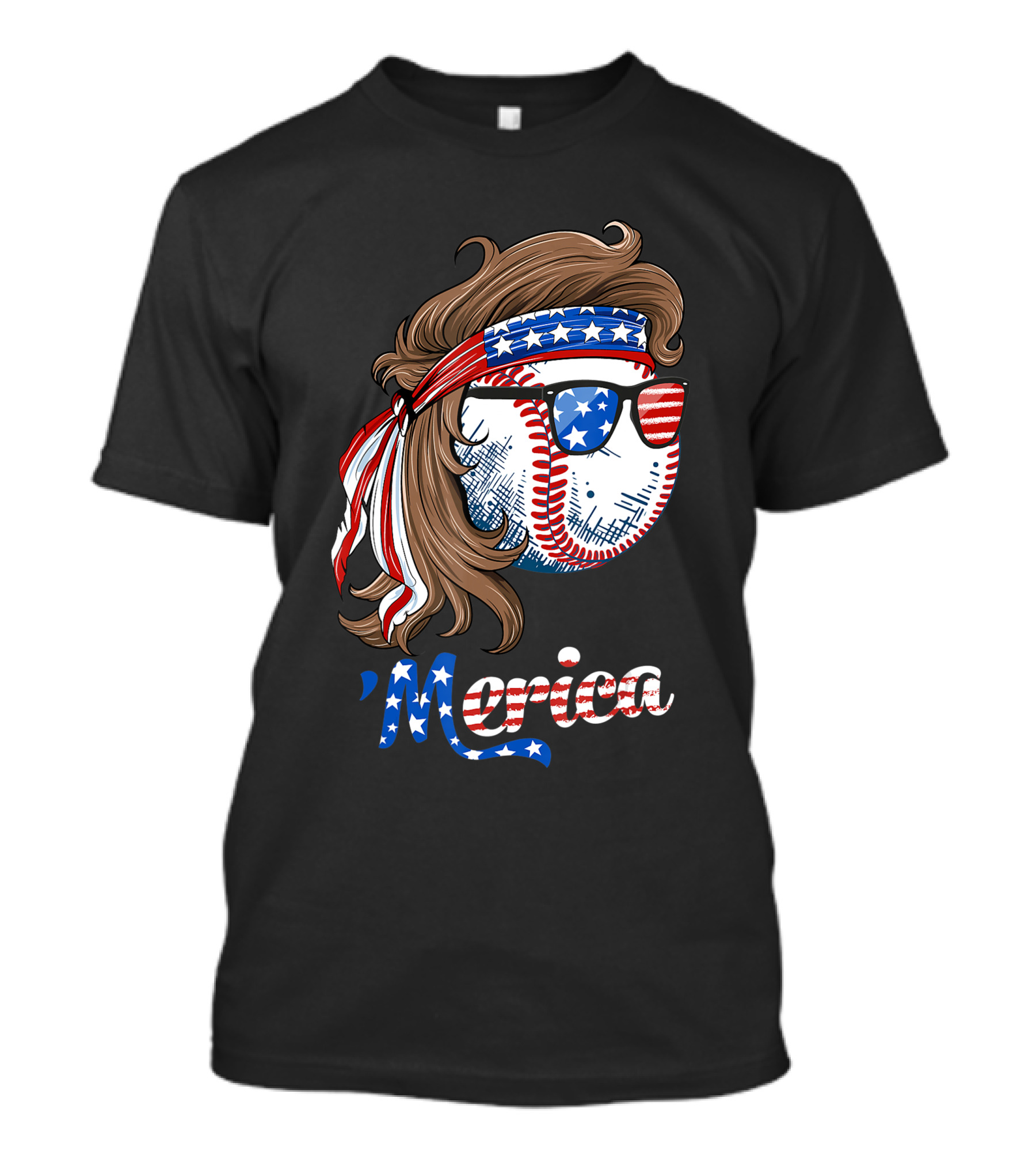 Baseball Mullet 4th Of July American Flag 'Merica T-Shirt