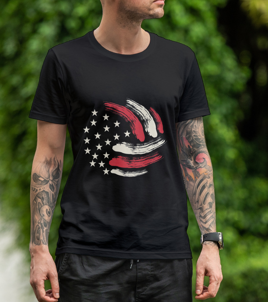 American Flag Patriotic Volleyball Team T-Shirt