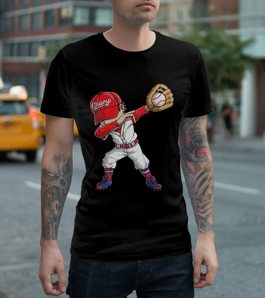 Champ Dabbing Baseball Catcher Pitcher T-Shirt