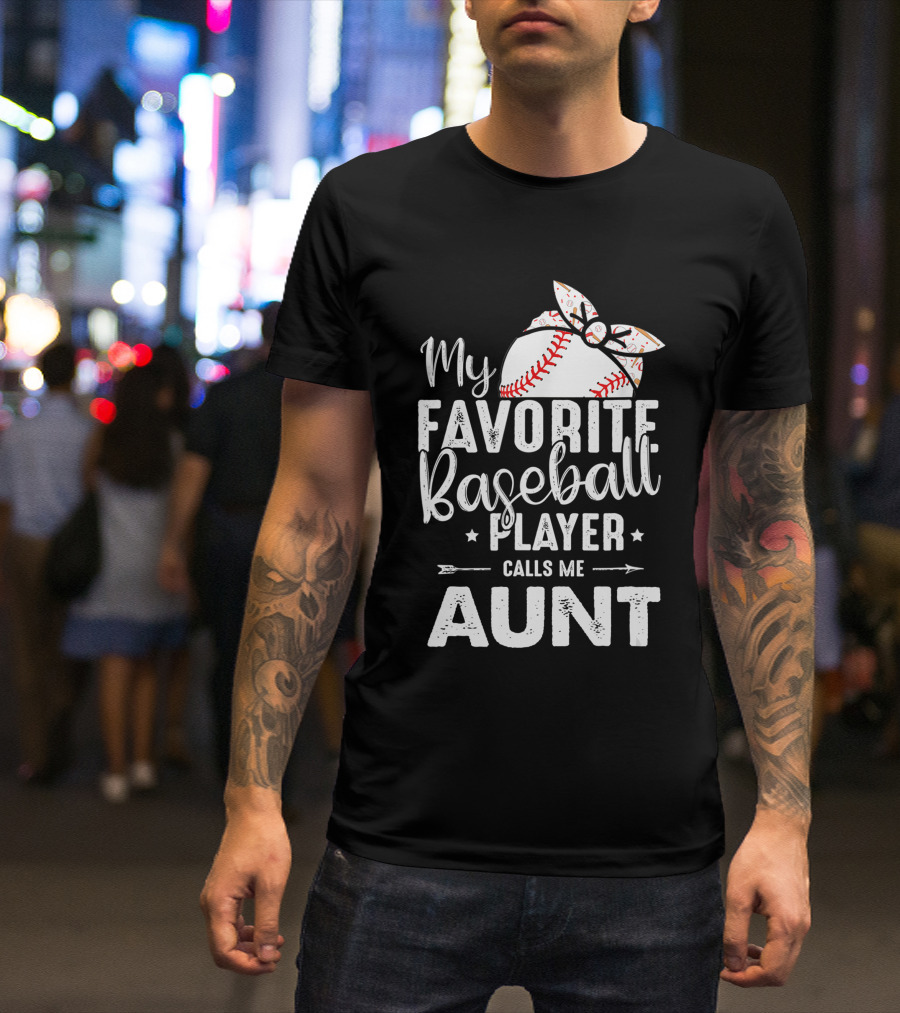 My Favorite Baseball Player Calls Me Aunt Batter Bow Tie T-Shirt