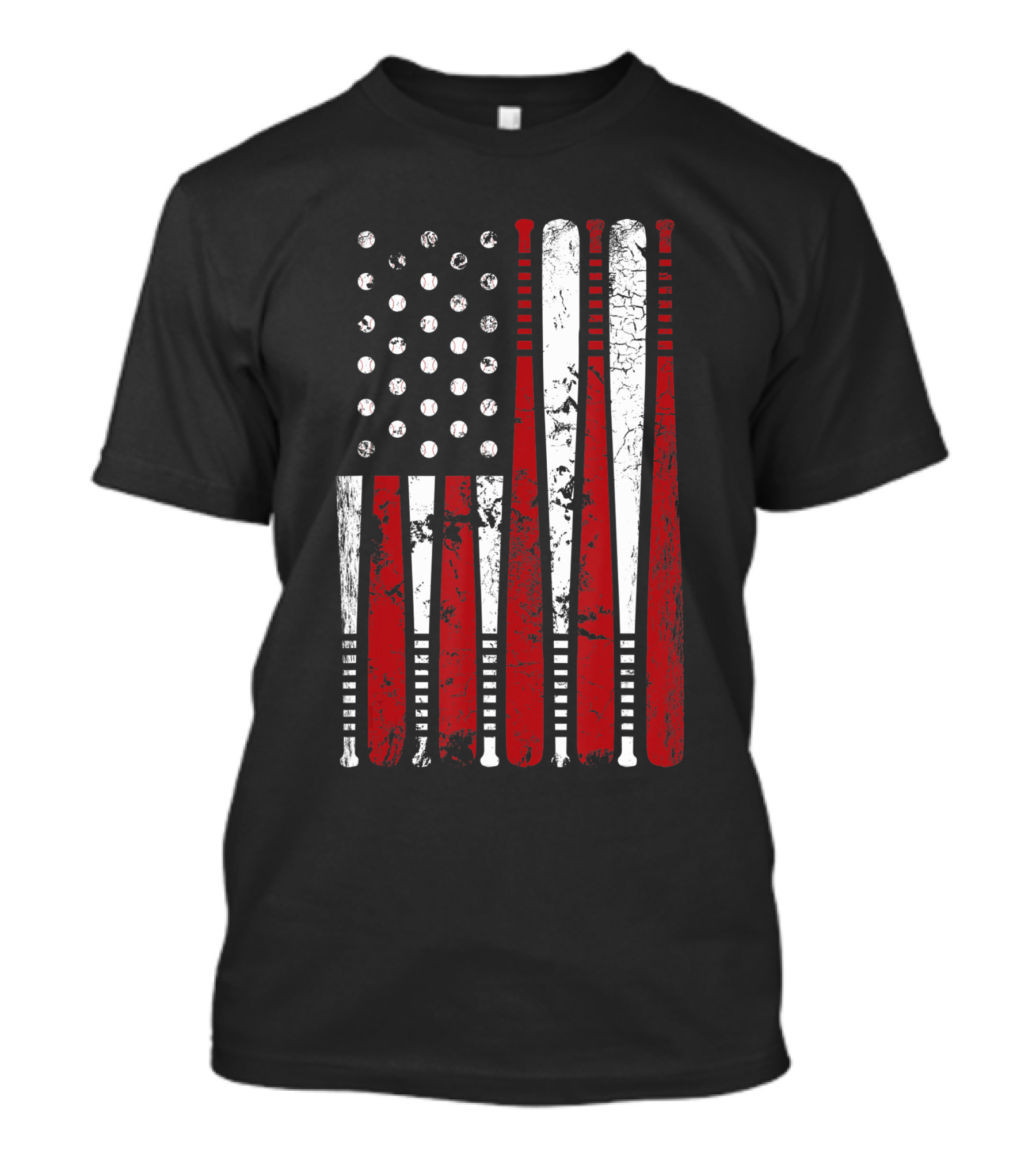 Vintage American Baseball Bat USA Flag T-Shirt