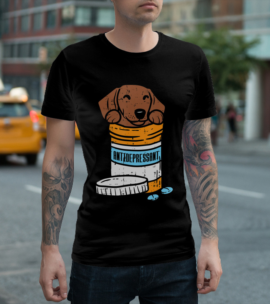 Antidepressant Dachshund Wiener Sausage Dog in Prescription Pill Bottle T-Shirt