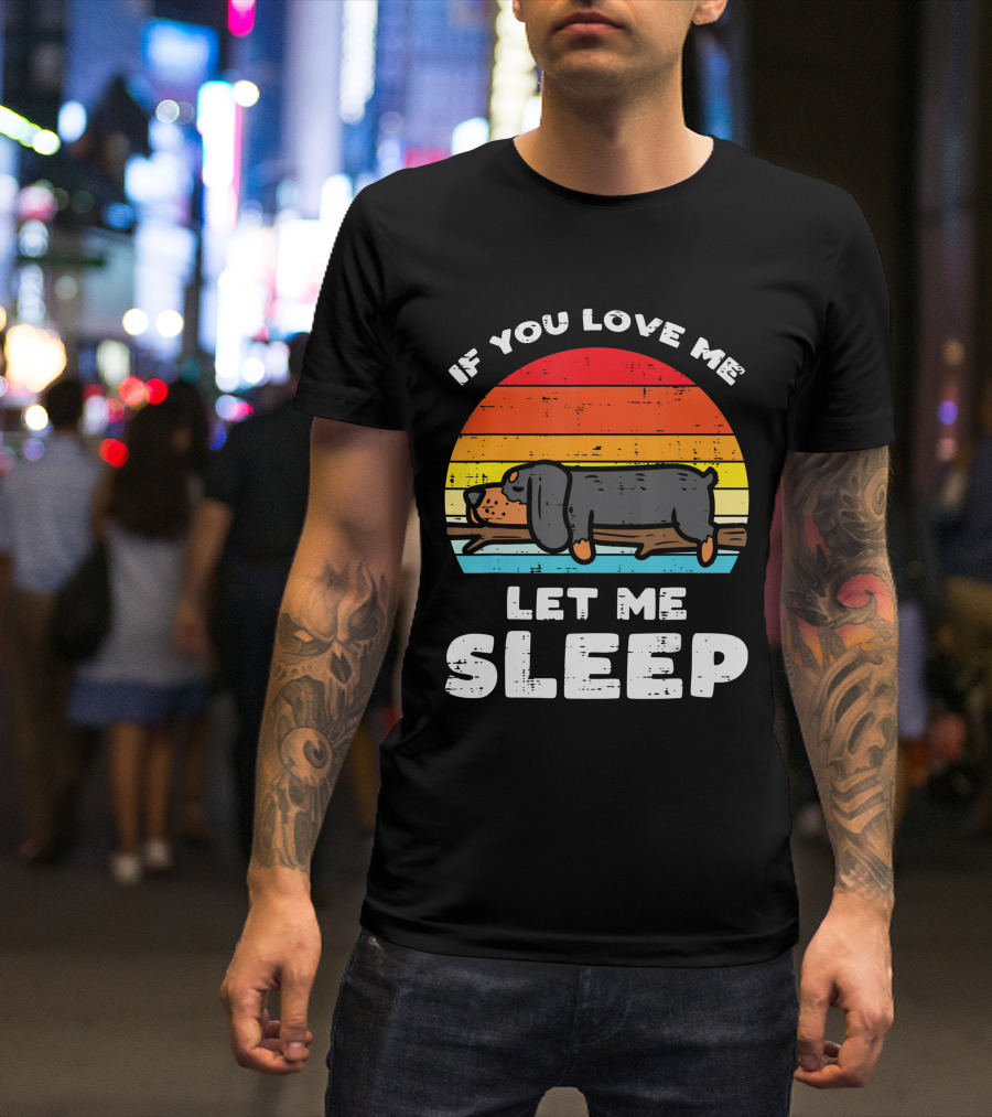 If You Love Me Let Me Sleep Dachshund Weiner Dog Vintage Sunset T-Shirt