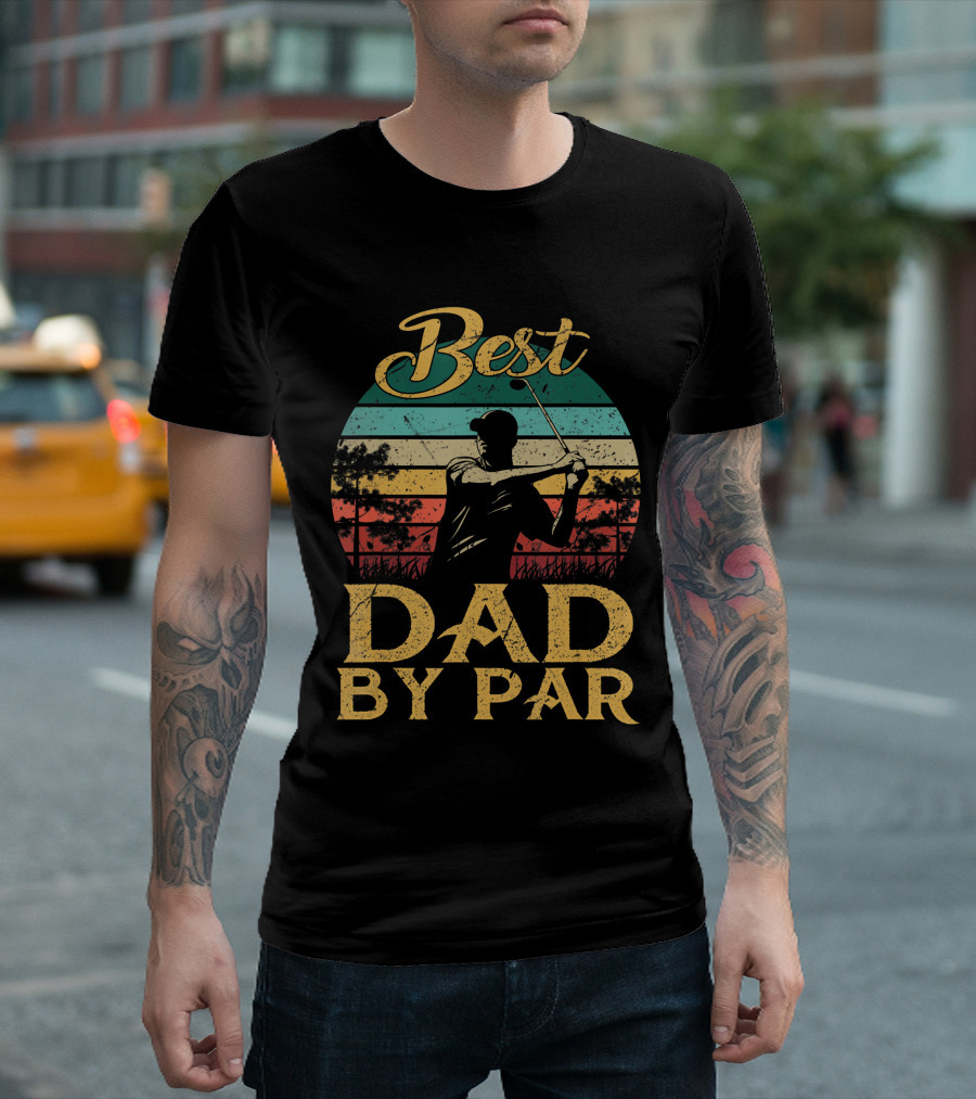 Best Dad By Par Vintage Golf Lover Golfer Retro T-Shirt