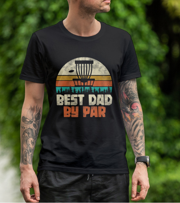 Best Dad By Par Vintage Disc Golf Forest Scene T-Shirt