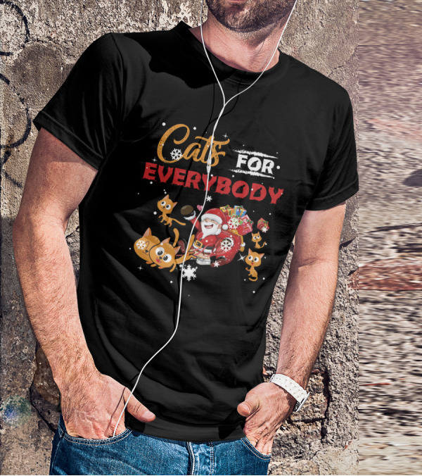 Cats For Everybody Christmas Santa With Cute Cat Lover T-Shirt
