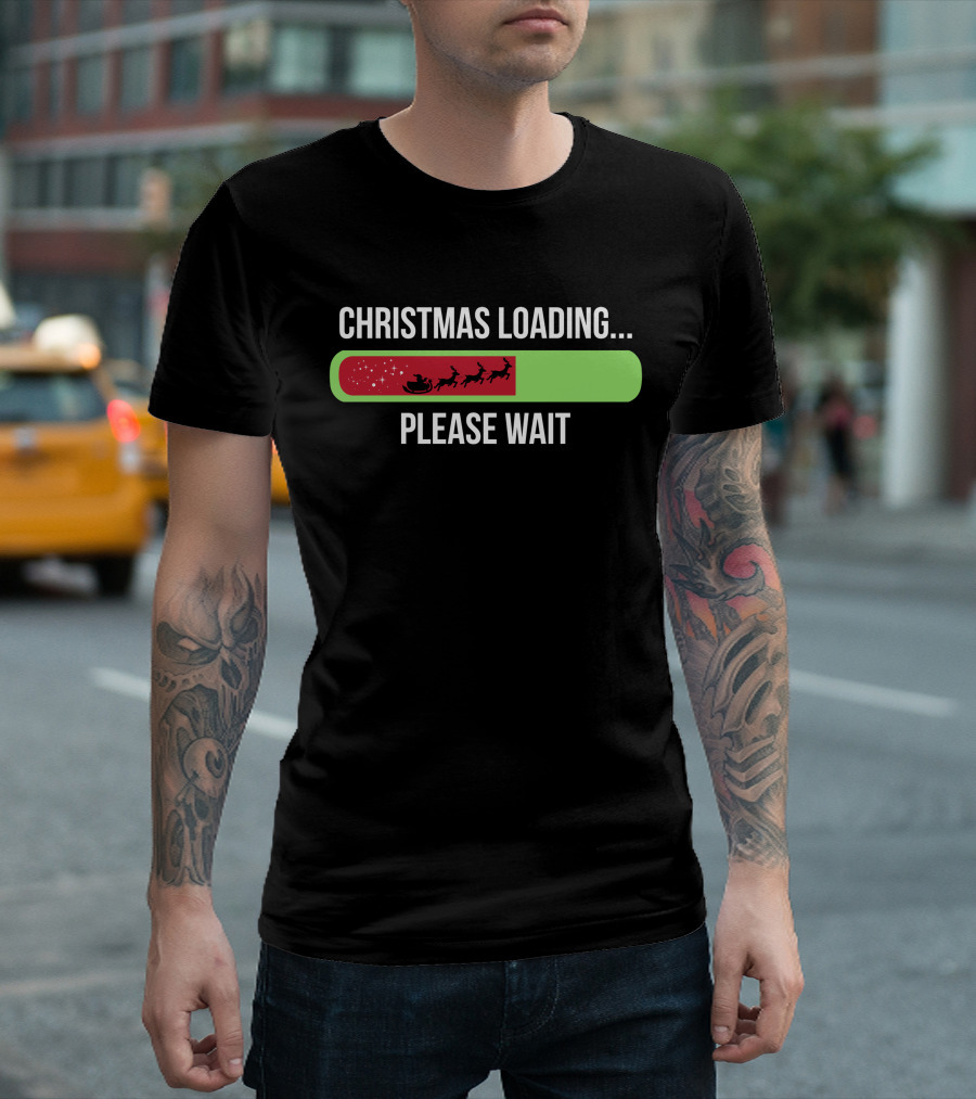 Christmas Loading Please Wait Santa Sleigh T-Shirt