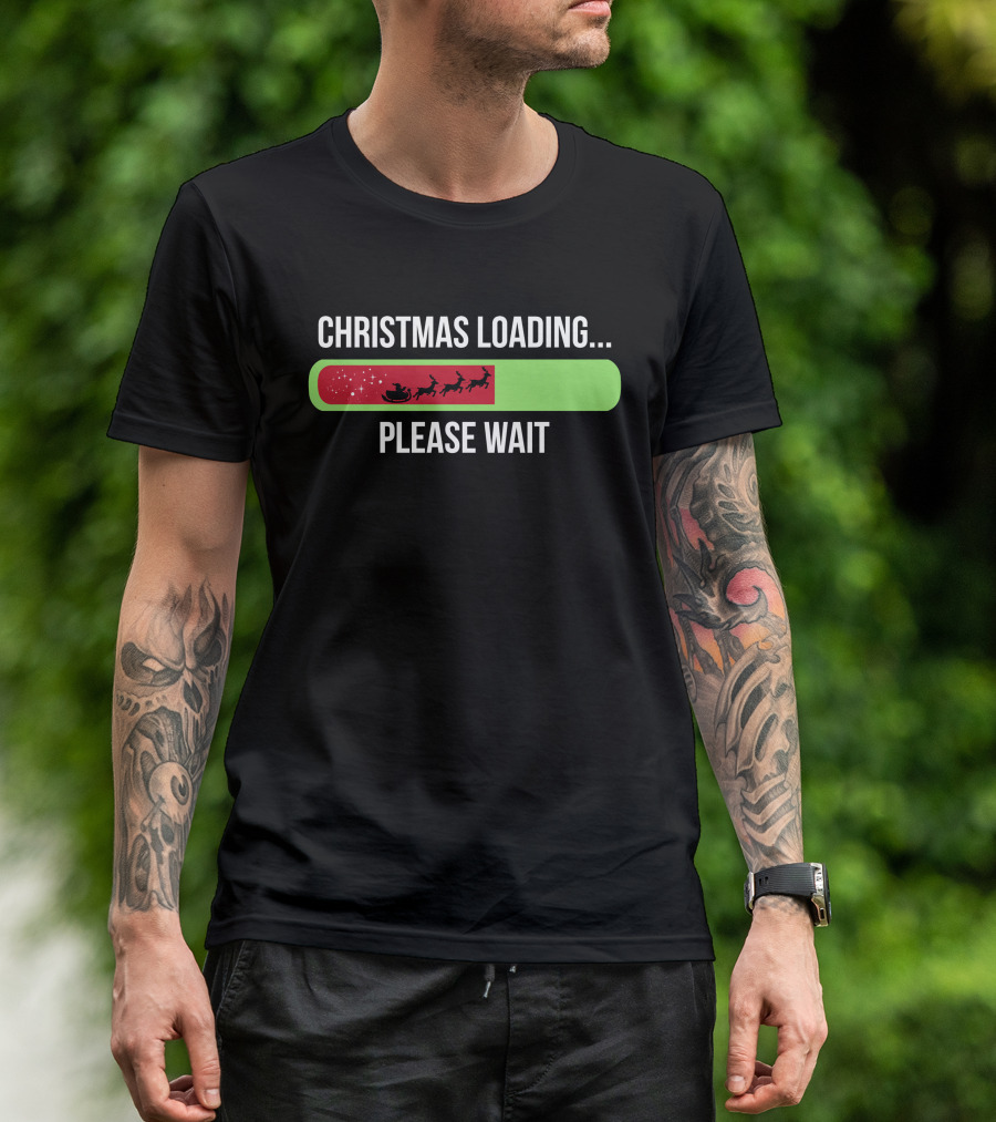 Christmas Loading Please Wait Santa Sleigh T-Shirt