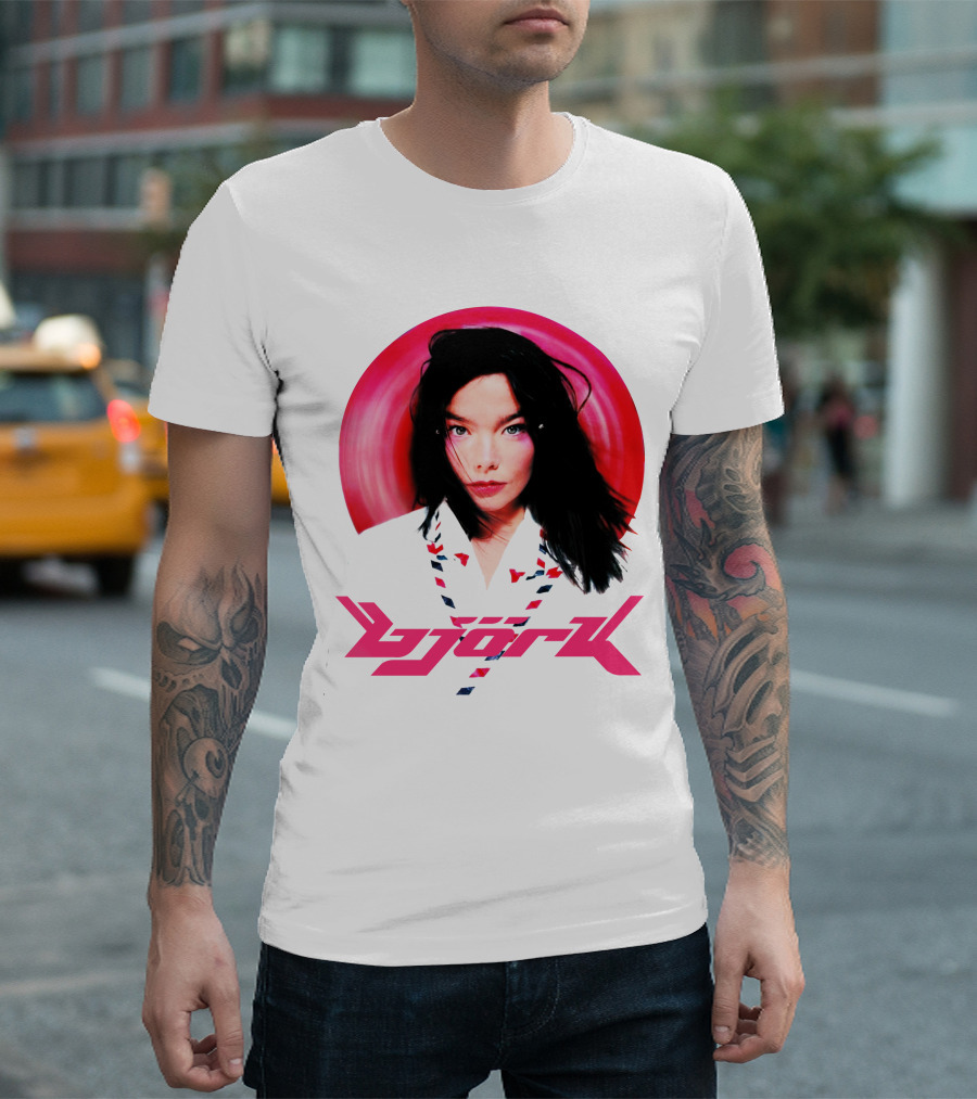 Bjork Pink Aura Bold Typography T-Shirt