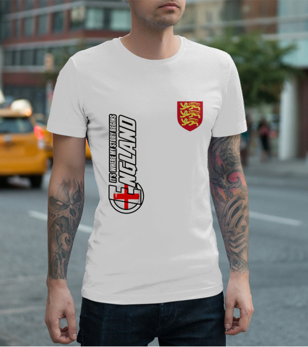 England It's Where My Story Begins Three Lions Crest T-Shirt