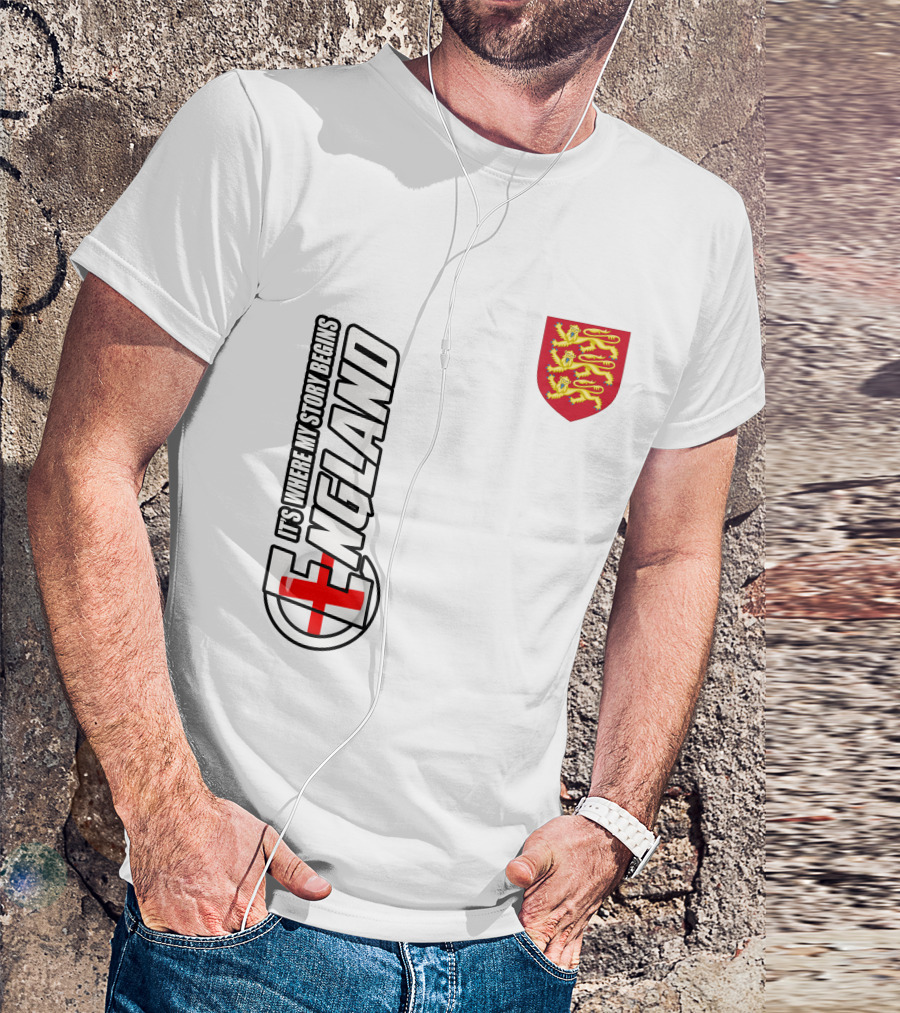 England It's Where My Story Begins Three Lions Crest T-Shirt