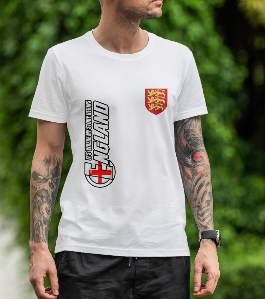 England It's Where My Story Begins Three Lions Crest T-Shirt