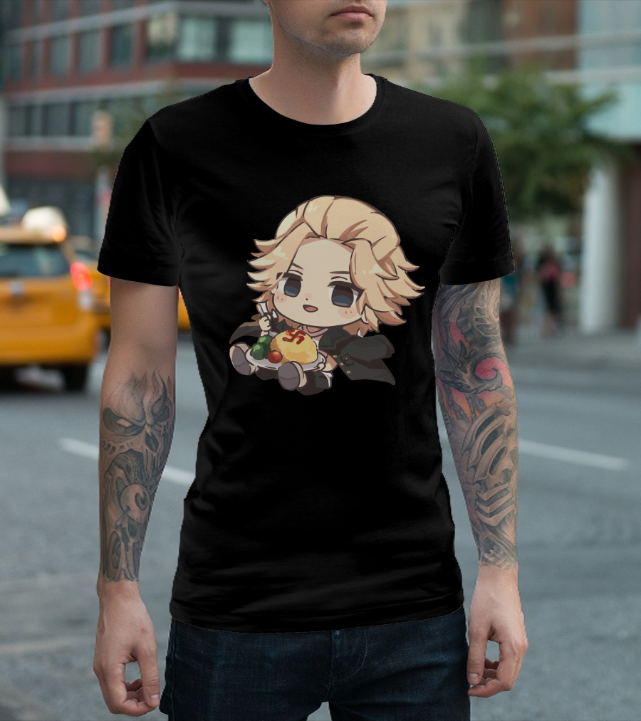 Mikey Holding Omurice Dish Tokyo Revengers Chibi Character T-Shirt