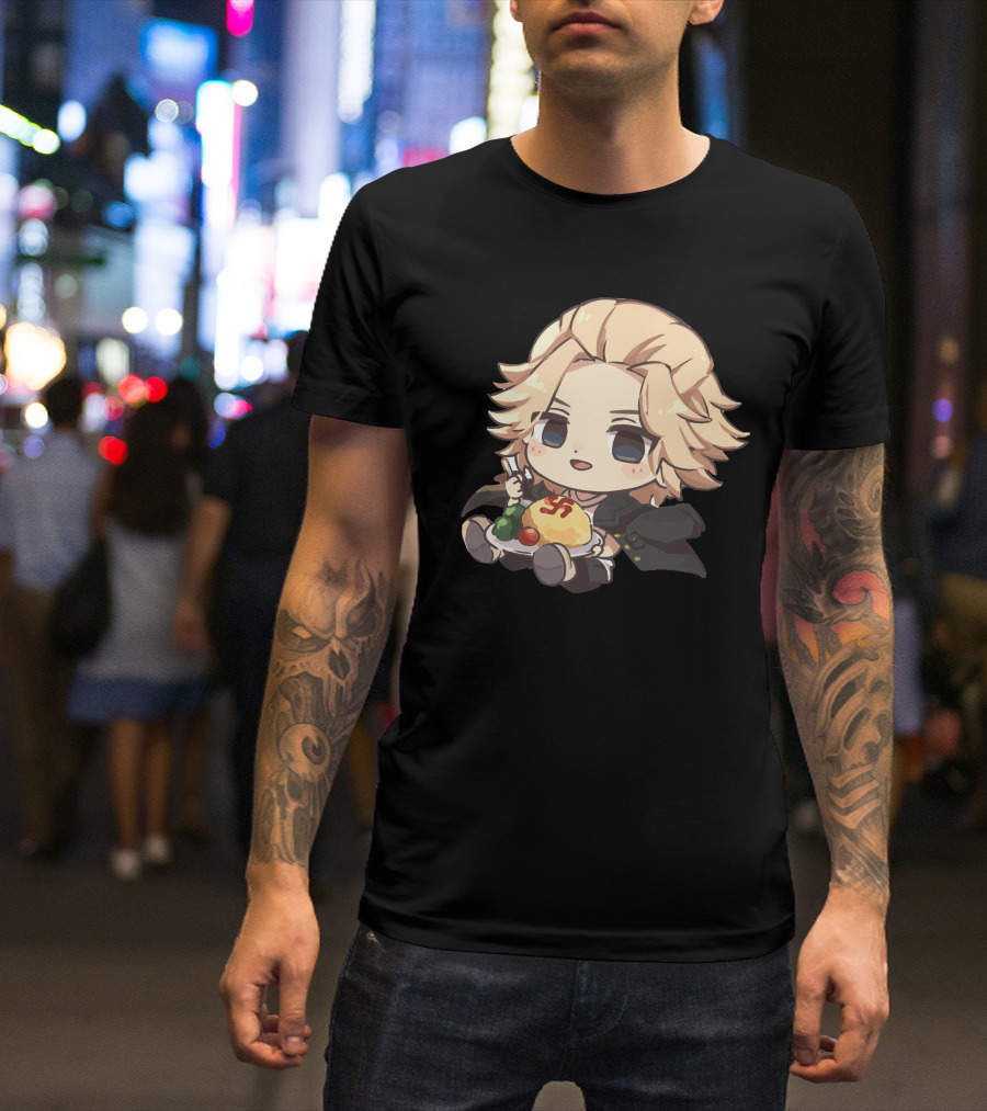 Mikey Holding Omurice Dish Tokyo Revengers Chibi Character T-Shirt