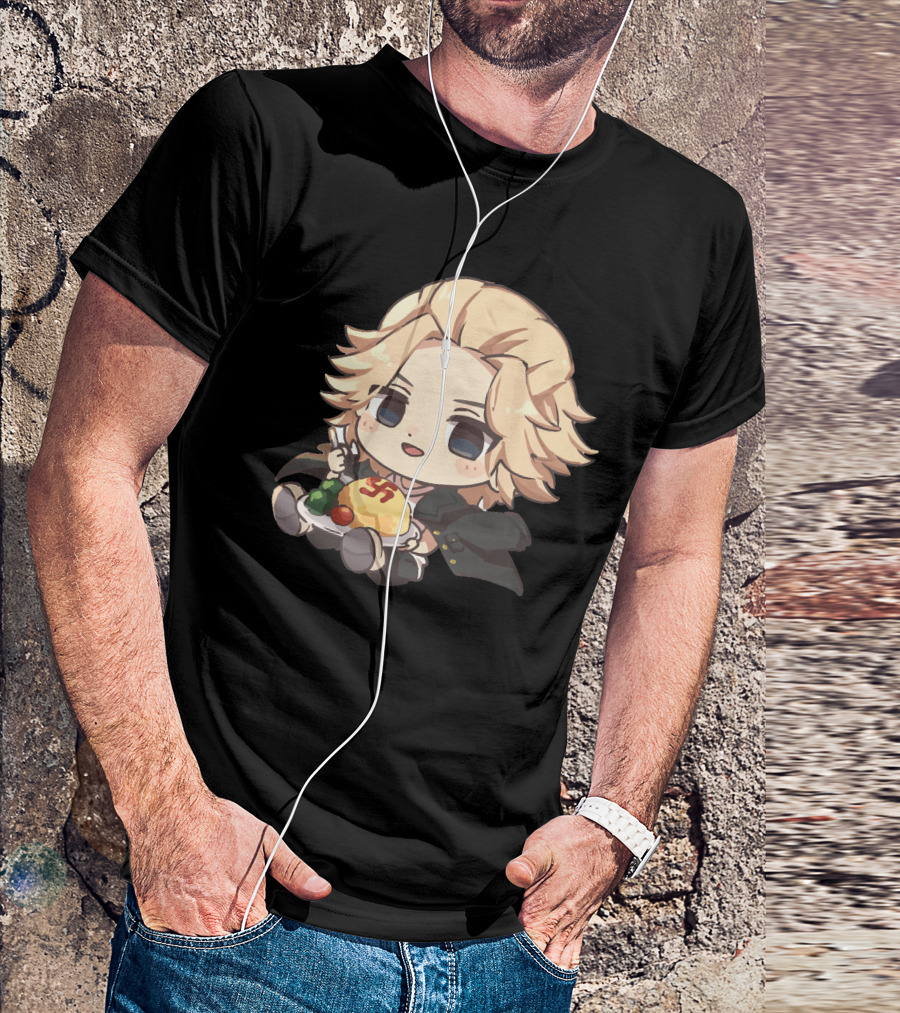 Mikey Holding Omurice Dish Tokyo Revengers Chibi Character T-Shirt