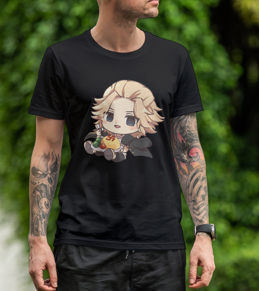 Mikey Holding Omurice Dish Tokyo Revengers Chibi Character T-Shirt