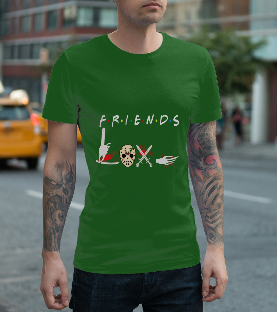 Friends Halloween Horror Icons Freddy Jason Masquerade T-Shirt