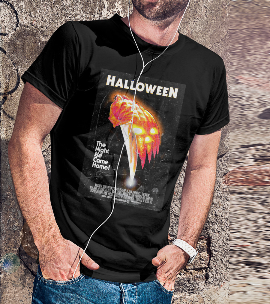 Halloween The Night He Came Home Knife Pumpkin Mask T-Shirt