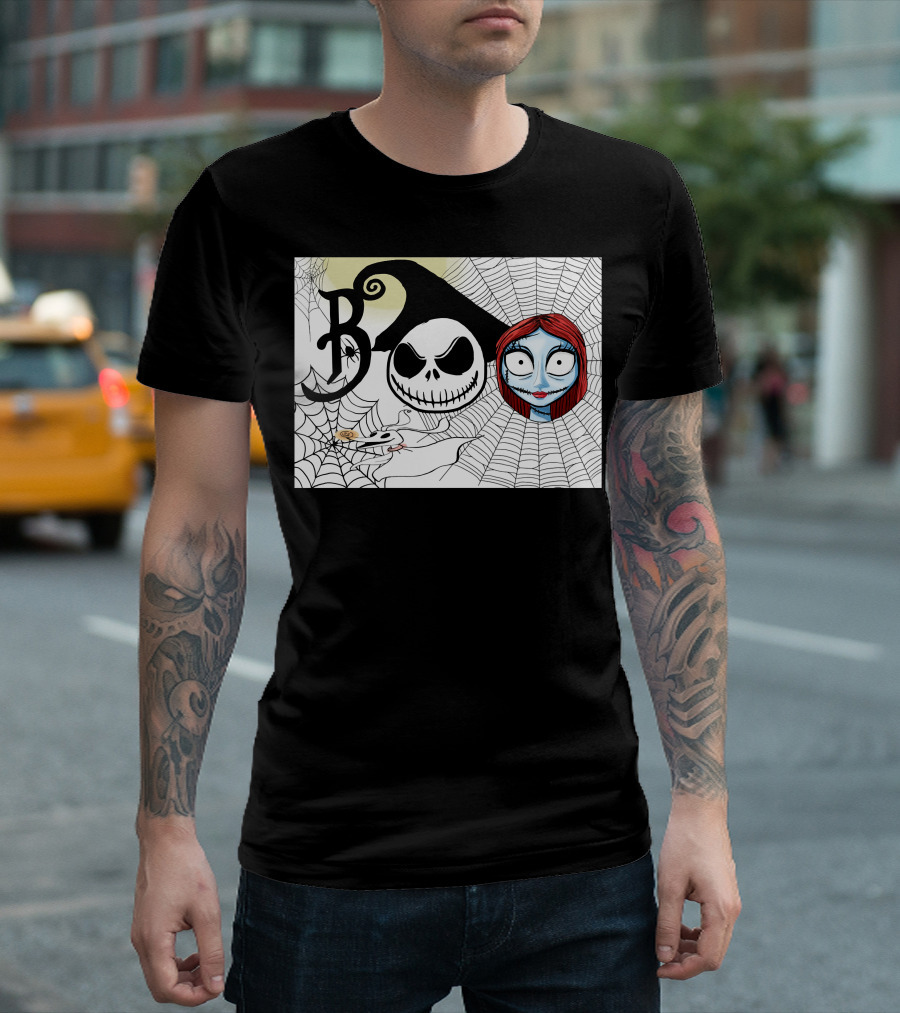 Jack and Sally Boo Halloween Nightmare Web T-Shirt